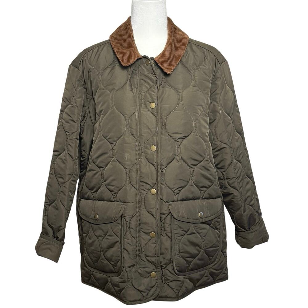 Old Navy Barn Jacket Women's L Olive Green Corduroy Collar Chore Coat